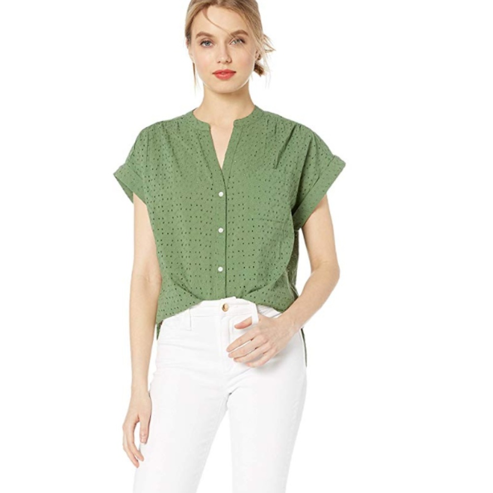 NWOT J Crew Mercantile Eyelet Camp shirt